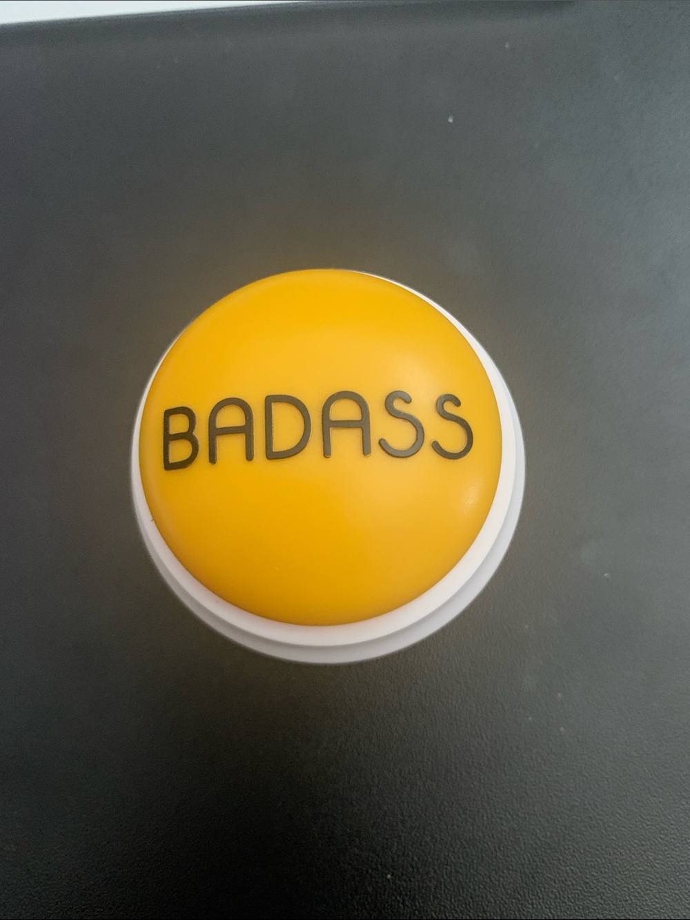 Yellow badass talking Button